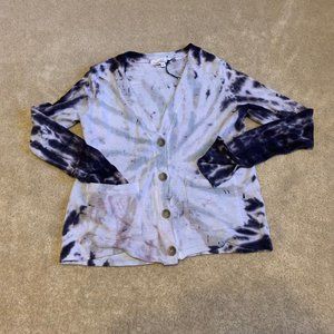 Red Haute NWT Tie Dye Icy Gray Long Sleeve V-neck Cardigan Size S